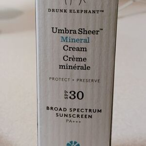 Drunk Elephant Umbra Sheer Mineral Cream SPF 30 - White and Blue